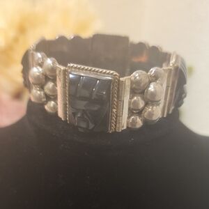 Elegant Silver and Black Mexican TazcoBracelet
